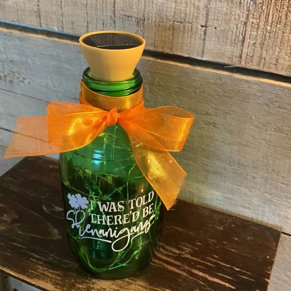 Hand Crafted-‘I Was Told …’ Green Barrel Solar Lantern